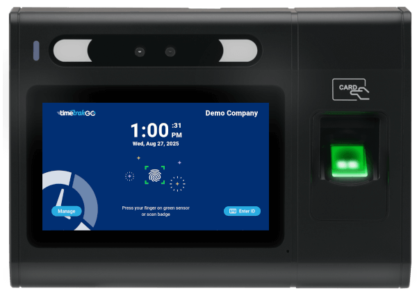 Image of an advanced fingerprint smart clock for small business